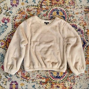 EXPRESS Cozy Faux Fur Crew Neck Sweatshirt